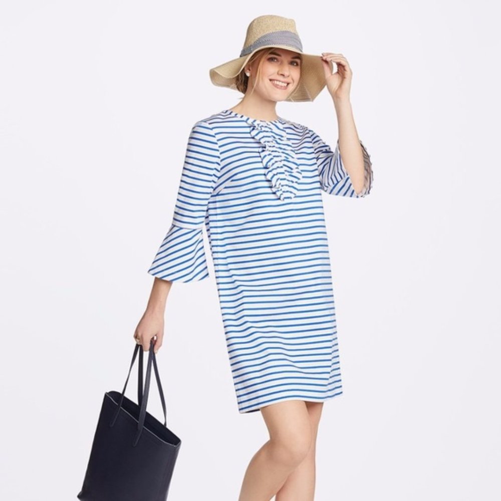 NWT Draper James Sailor Stripe Ruffle Shift Dress